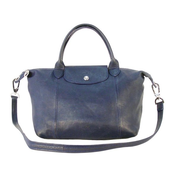 Longchamp Handbags - LONGCHAMP Le Pliage Cuir Navy Lambskin Leather Cross Body Bag - $565